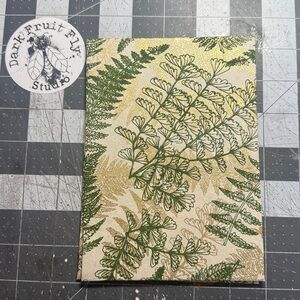 Pre-order today! Green fern with gold. Hand Sewn Artist Journal Made in Alaska